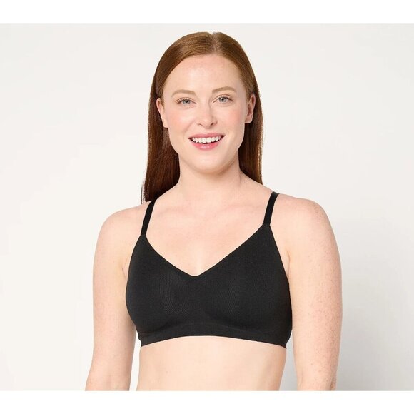 Cuddl Duds Intimates Cotton Core Bonded Lounge Bra Jet Black,Medium A655478 - Picture 1 of 1